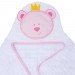 Toalha De Banho Soft Papi Toys C/ Capuz Bordado Urso Rosa 