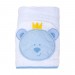 Toalha de banho Soft Papi Toys Com Capuz Bordado Urso Azul Com Coroa 