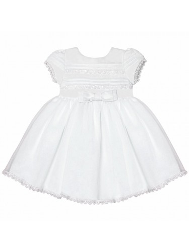 Vestido Branco Batizado Pregas Bárbara Kids