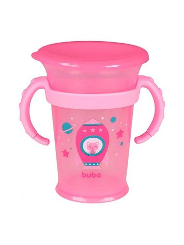 Copo 360º Com Alça Removível 210 ml Rosa Buba