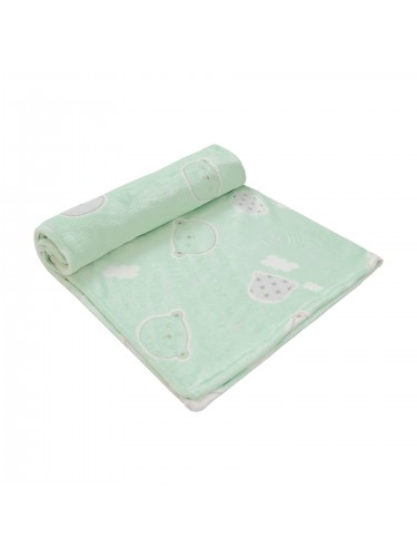 Cobertor Microfibra Mami Papi Estampado Urso Verde