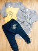 Conjunto Masculino 3 Peças Dino Amarelo Petutinha