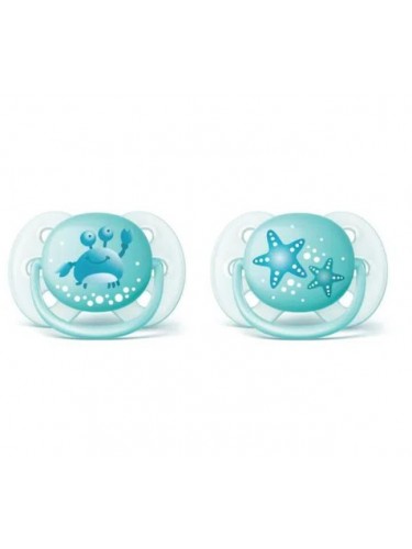 Chupeta Philips Avent Ultra Soft Dupla Decorada Azul 0-6 meses