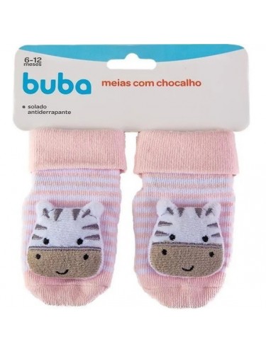 Meias com Chocalho Zebrinha Rosa Buba